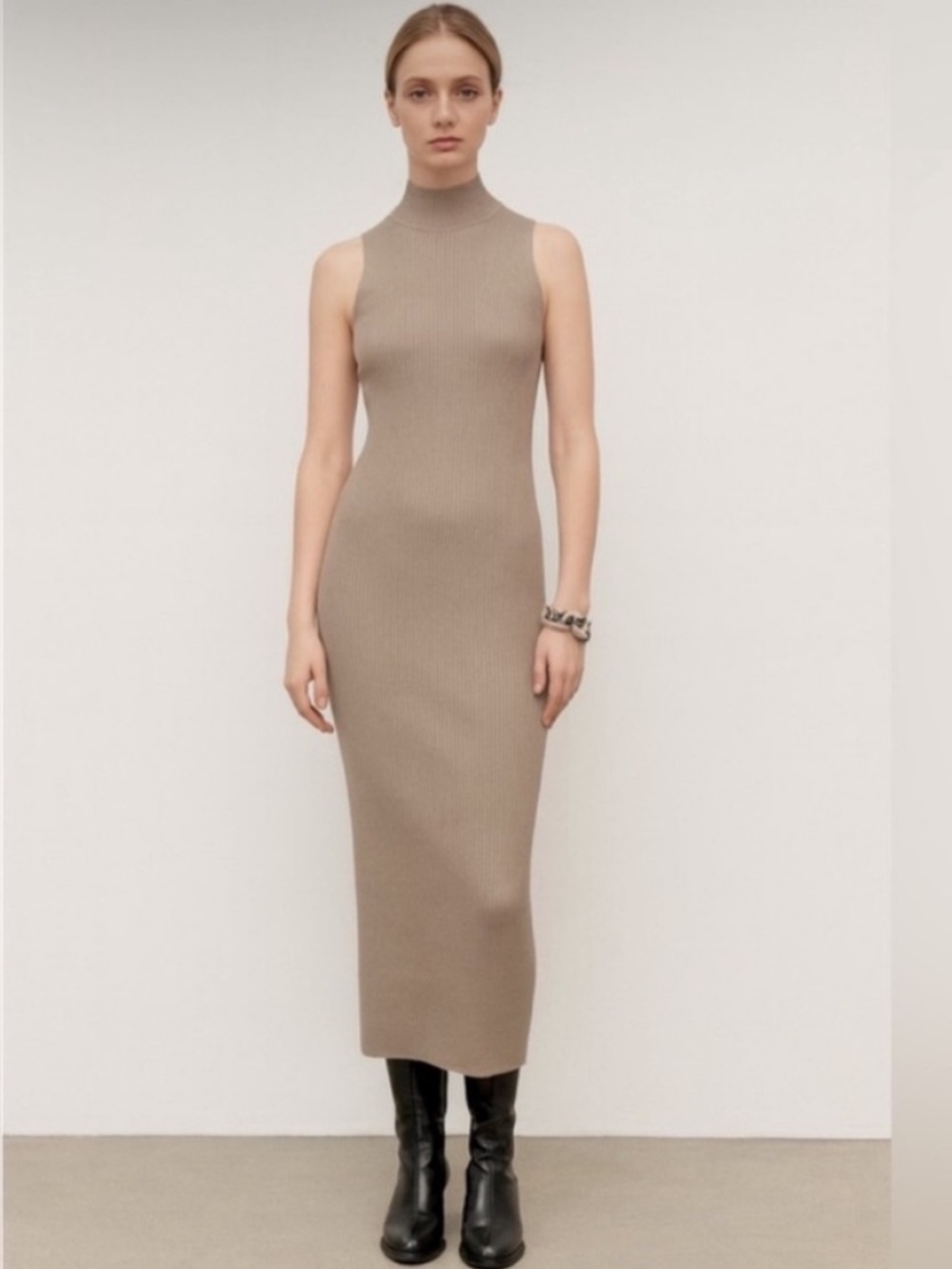 Zara ribbed fitted midi dress